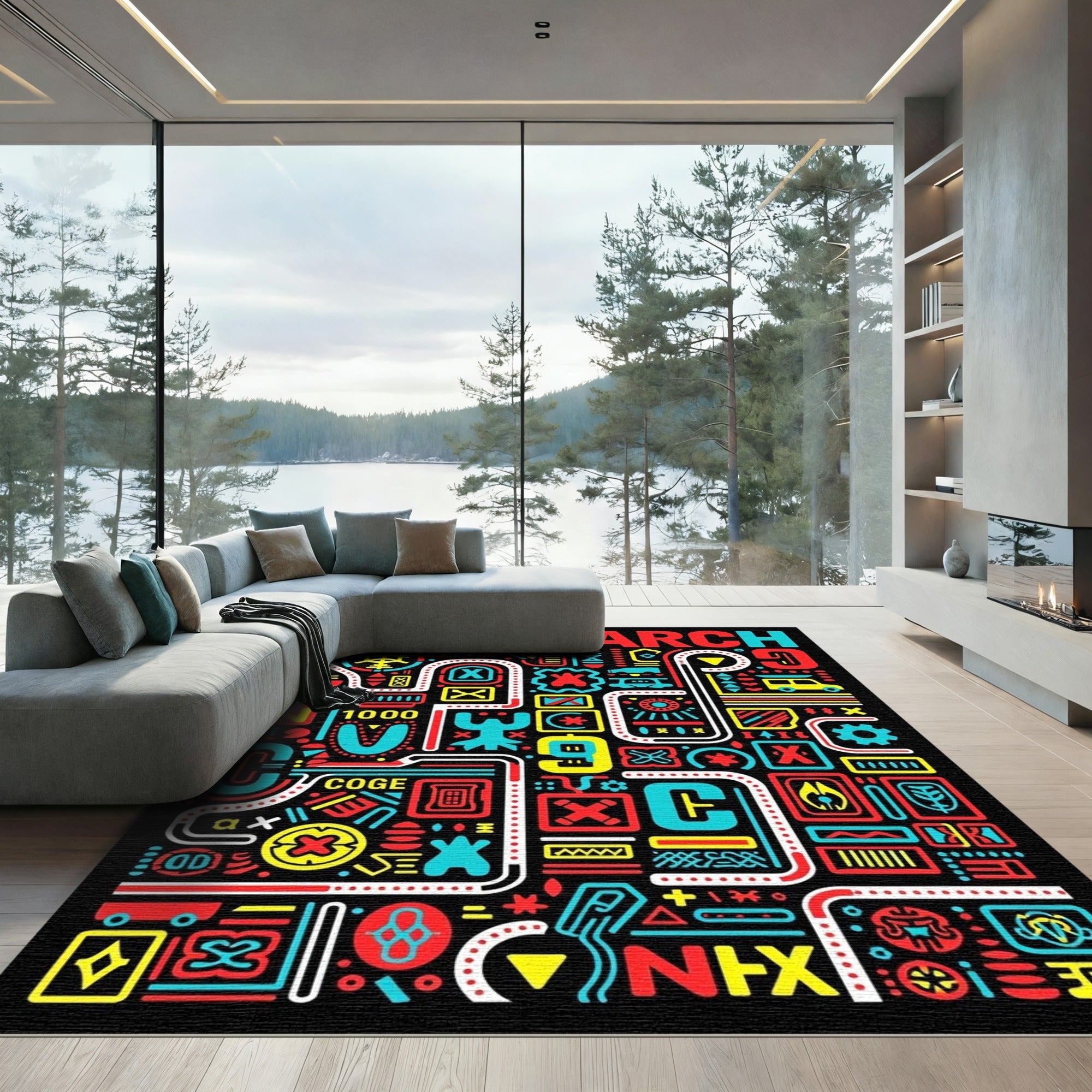 Bold Geometric Abstract Alphabet Rug