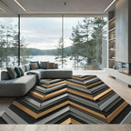 Metallic Gold and Silver Chevron Zigzag Rug