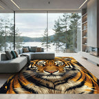 Bold Tiger Face Orange Black Rug