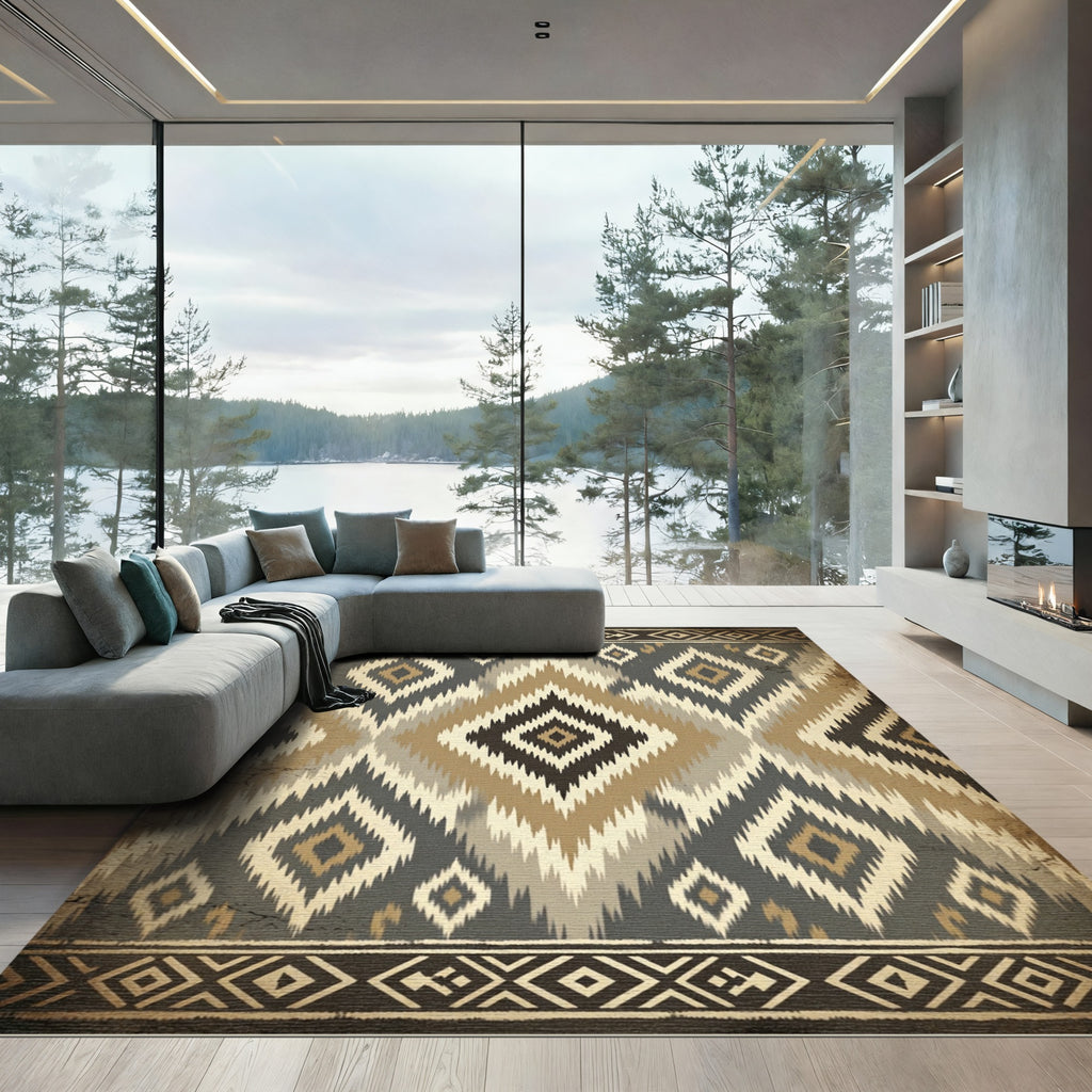 Tribal Diamond Earth Tone Rug