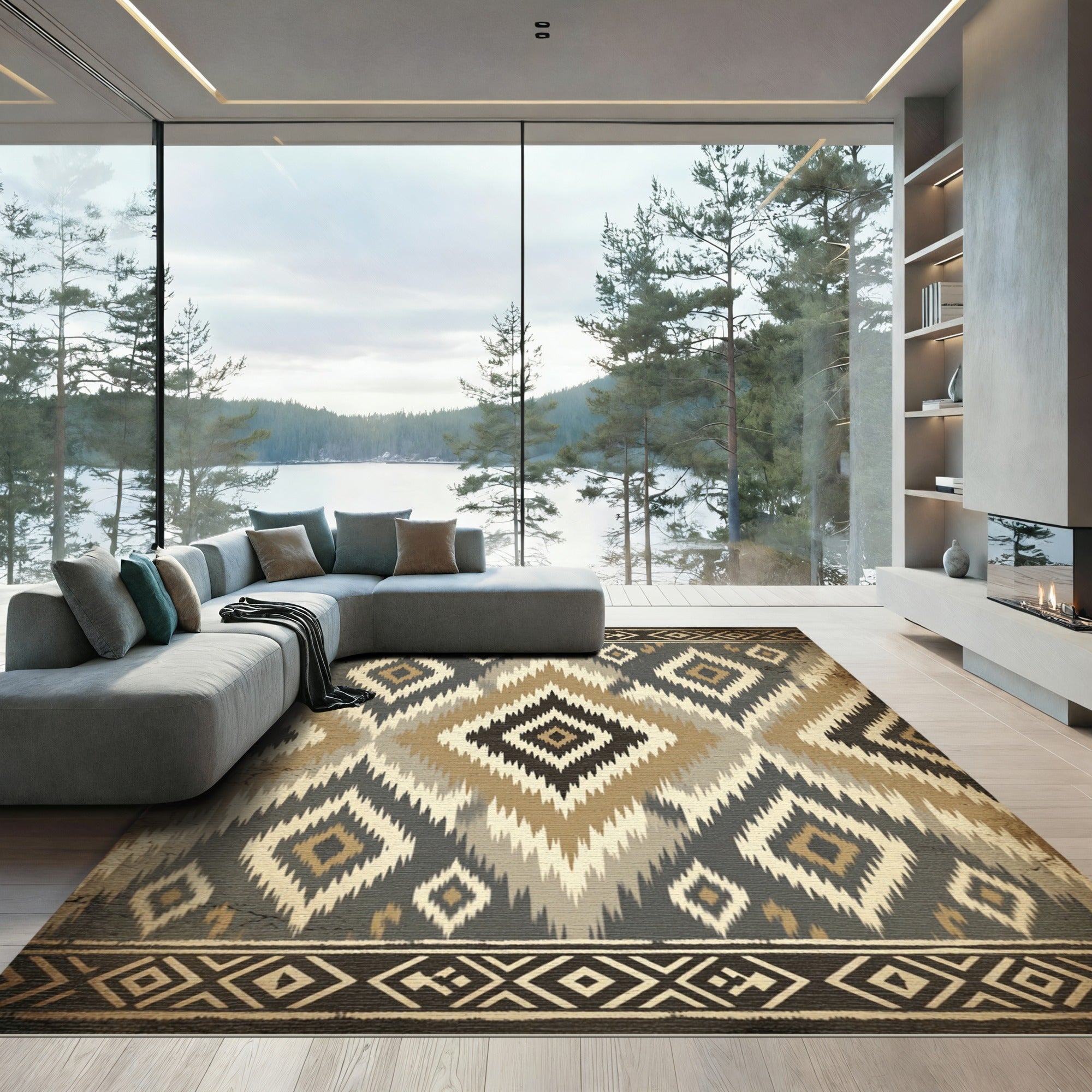 Tribal Diamond Earth Tone Rug
