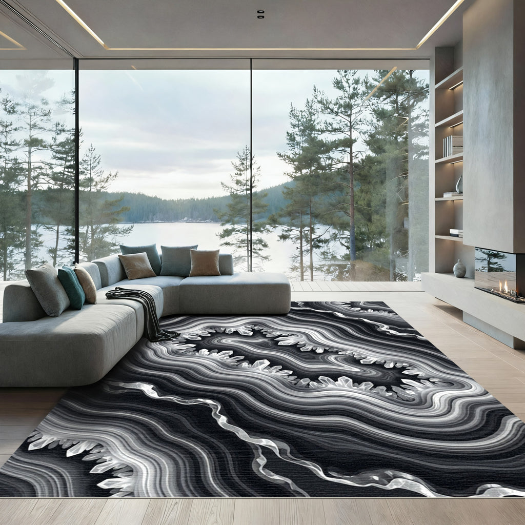 Monochromatic Crystal Geode Layers Rug