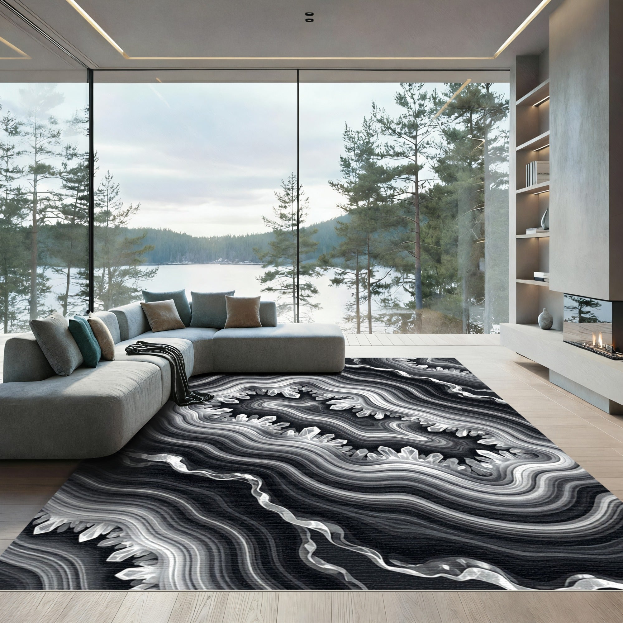 Monochromatic Crystal Geode Layers Rug