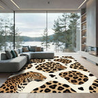 Artistic Leopard Portrait Gold Ochre Rug