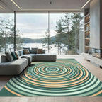 Sage Green and Ochre Concentric Circles Rug