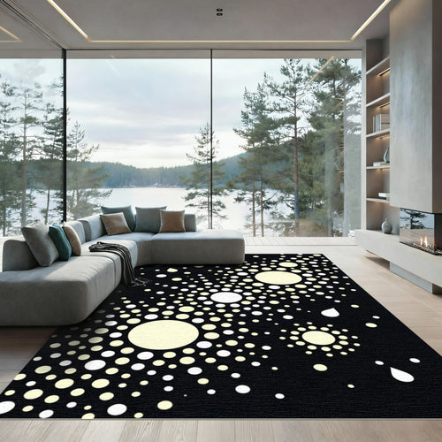 Abstract Yellow White Bubble Burst Rug