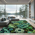 Abstract Microscopic Green Cellular Spheres Rug