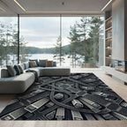 Monochrome Urban Cityscape Highway Overpass Rug