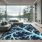 Luminous Icy Blue Fractal Branch Rug
