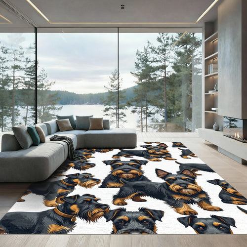 Black and Tan Terrier Dog Illustration Rug