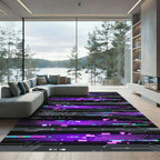 Neon Cyber Circuit Glitch Abstract Art Rug