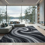 Monochromatic Swirl Marble Thunder Rug