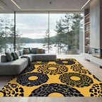 Bold Gold Black Leopard Ring Rug