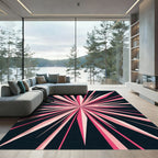 Radiant Pink Sunburst Abstract Rug