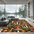 Whimsical Autumnal Woodland Mushroom Forest Illustration Rug