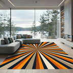 Retro Tangerine Sunburst Radial Rug