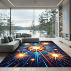 Vibrant Cosmic Starburst Abstract Radiance Rug
