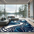 Serene Midnight Blue Flowing Archway Rug