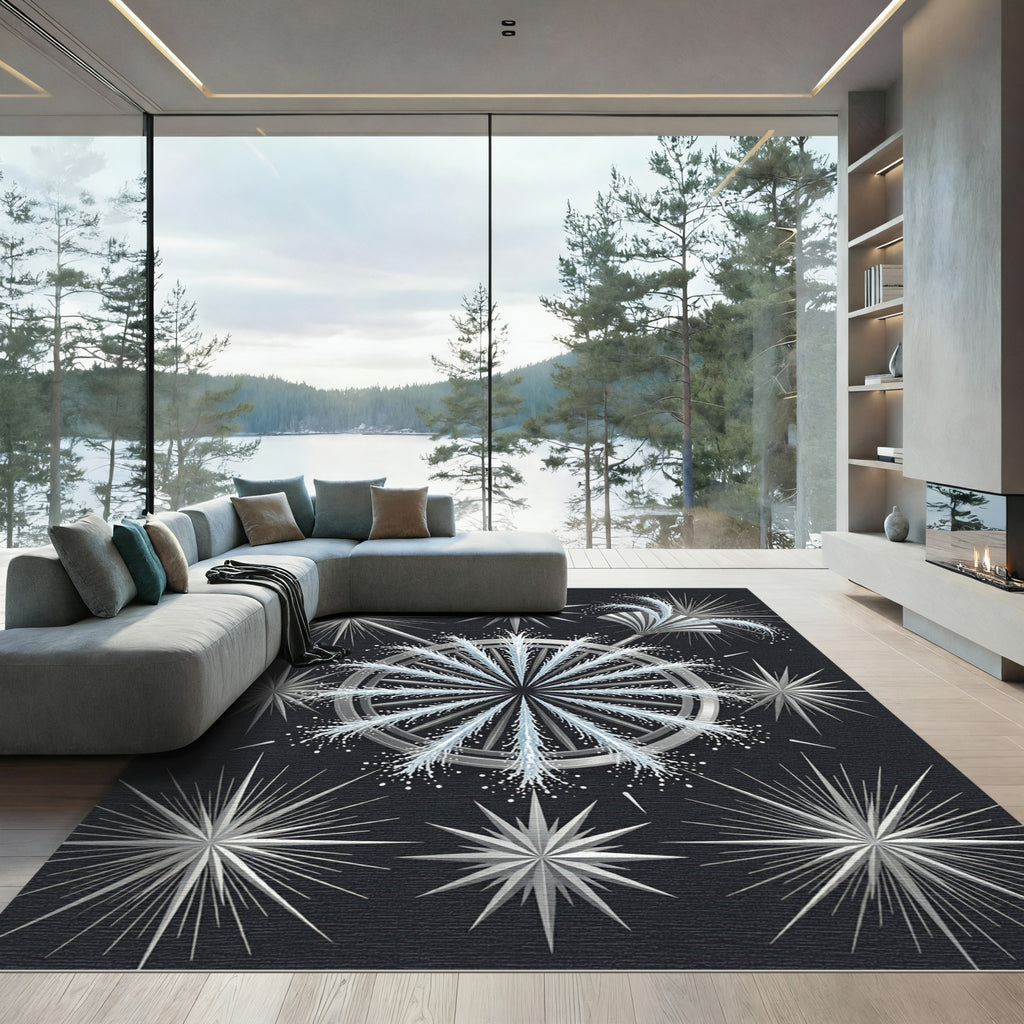 Silver Starburst Water Feature Rug