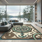 Nautical Compass Anchor Marine Rope Art Rug