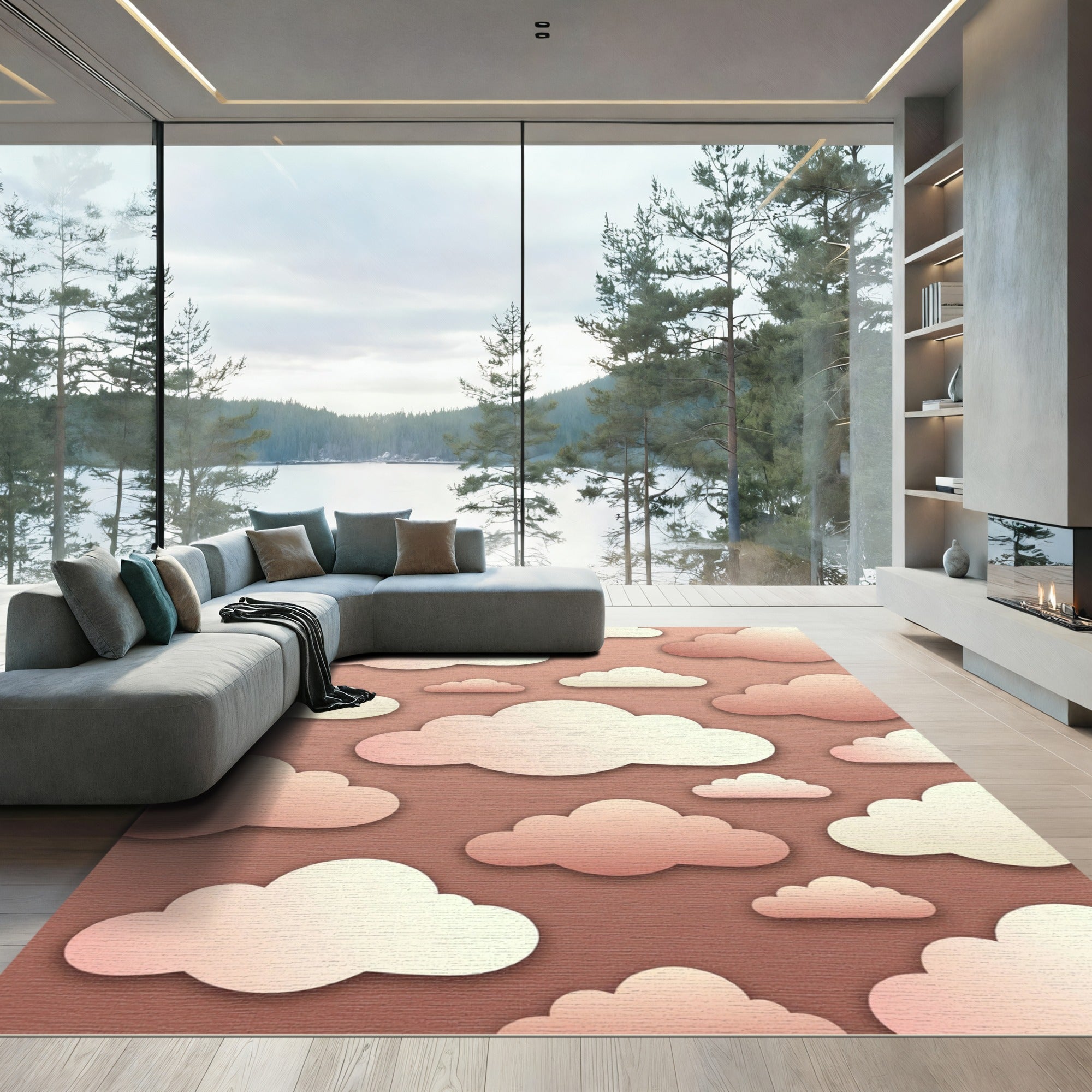 Dreamy Blush Pink Floating Cloud Rug
