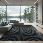 Modern Dark Gray Vertical Stripe Rug