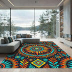 Vibrant Tribal Sun Geometric Boho Rug