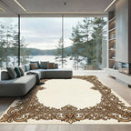 Ornate Gold Scrolling Acanthus Leaf Frame Rug
