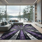 Radiating Om Purple Geometric Rays Rug