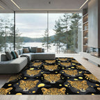 Golden Leopard Head Ink Blot Rug