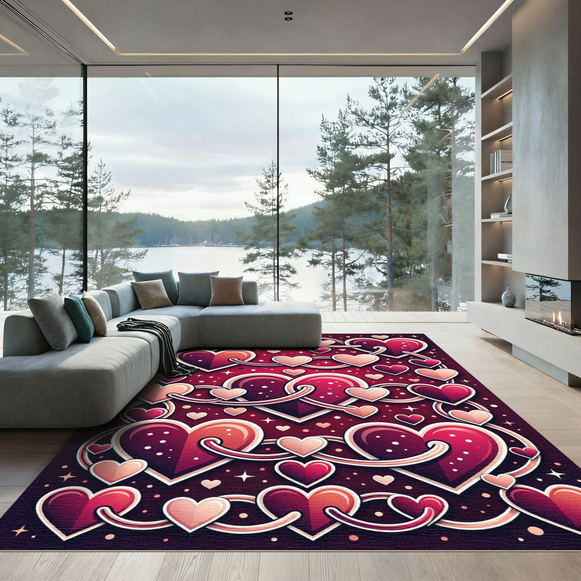 Red Pink Heart Weave Arrangement Rug