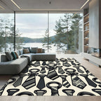 Sophisticated Monochrome Tie Knot Geometric Rug
