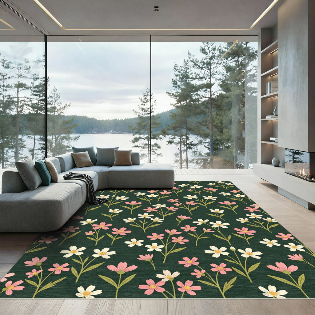 Dark Forest Wildflower Meadow Flora Rug