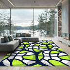 Lime and White Geometric Hexagon Sphere Rug