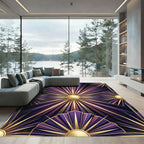 Art Deco Sunburst Purple Gold Rug