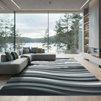 Monochrome Abstract Stormy Ocean Wave Rug