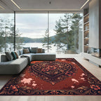 Elegant Copper Floral Heart Art Rug