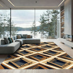 Isometric Terracotta Stair Geometric Illusion Rug