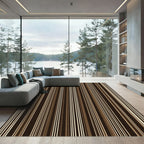 Earthy Brown Vertical Pinstripe Composition Rug