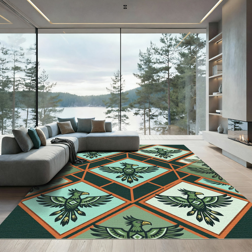 Green Eagle Diamond Geometric Arrangement Rug