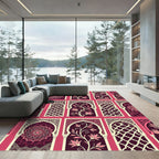 Blush Pink Floral Moorish Arch Tapestry Rug