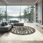 Rustic Interlocking Wood Medallion Rug