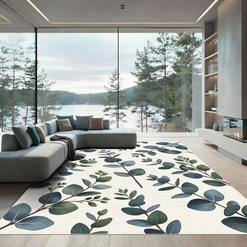 Eucalyptus Leaf Botanical Sage Backdrop Rug