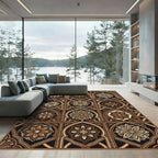 Elegant Copper Floral Arched Tile Rug