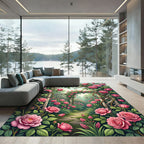 Romantic Pink Rose Garden Arbour Rug