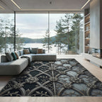 Gothic Iron Floral Damask Two Tone Rug