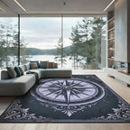 Vintage Slate Compass Rose Medallion Rug