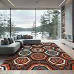 Geometric Octagon Tile Burnt Orange Rug