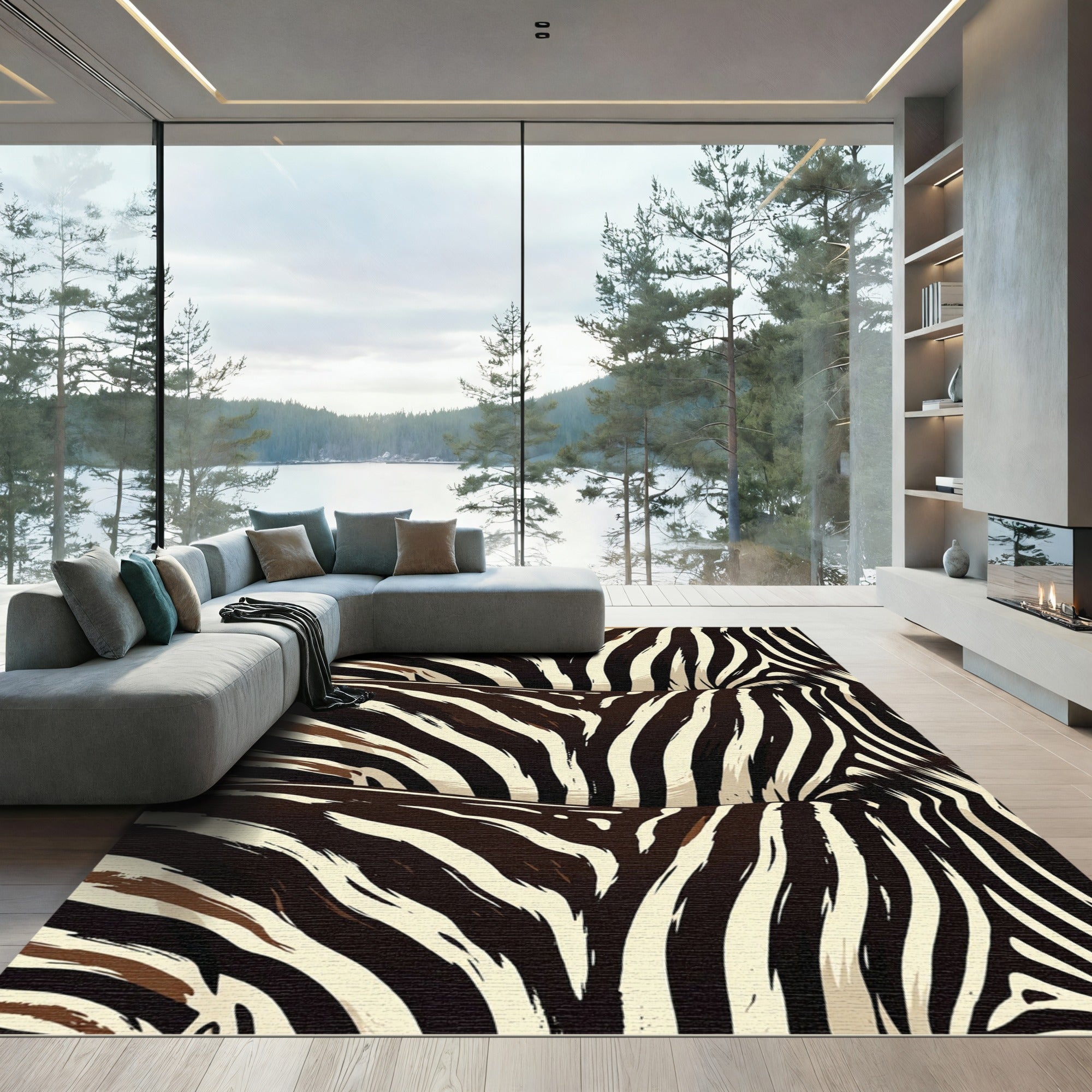 Bold Zebra Stripe Abstract Wave Rug