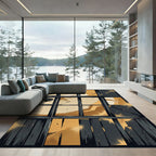 Cracked Ochre Abstract Window Pane Rug